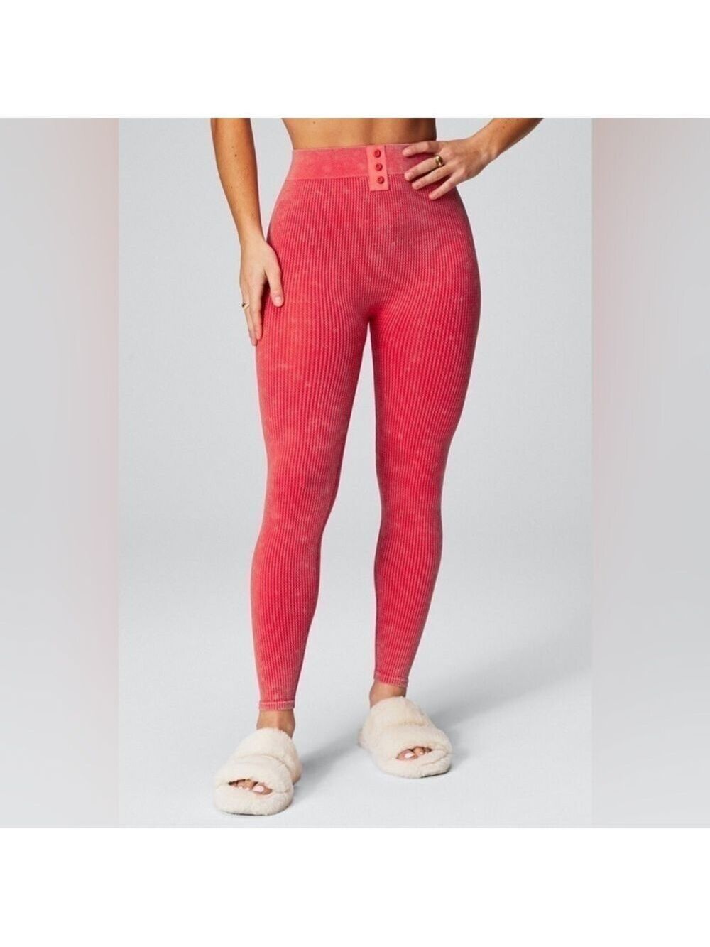 Fabletics Women’s Cable Knit 7/8 Legging Washed Strawberry Red XS